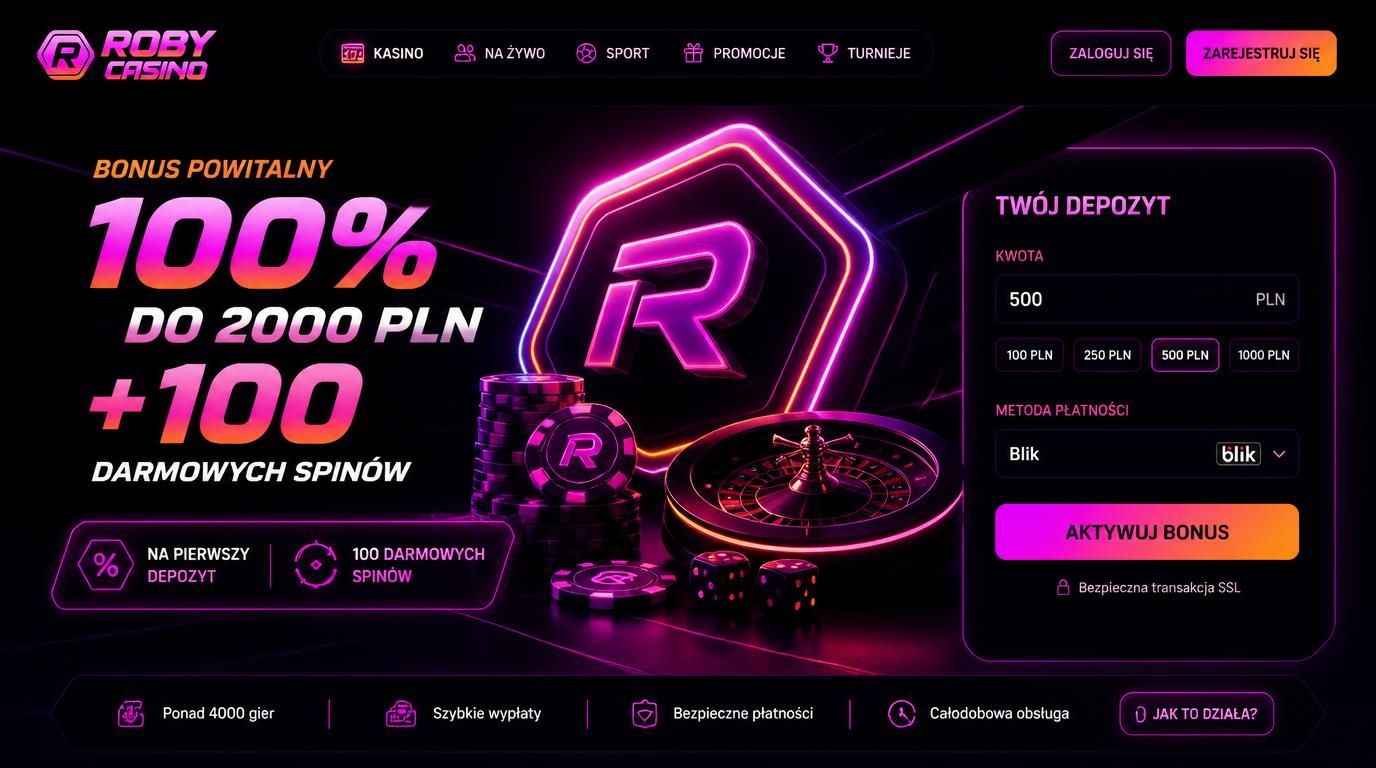 Ekran powitalnego bonusu w Roby Casino